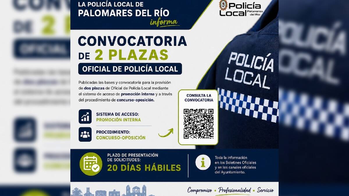 Cómo acceder a las dos nuevas plazas de oficial de la Policía Local de Palomares del Río