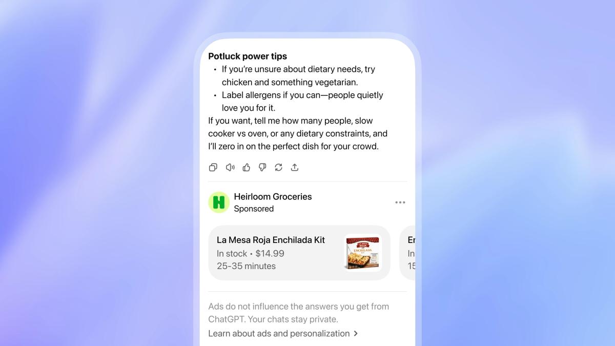 ChatGPT mostrará anuncios la semana próxima en su versión gratuita - La Vanguardia