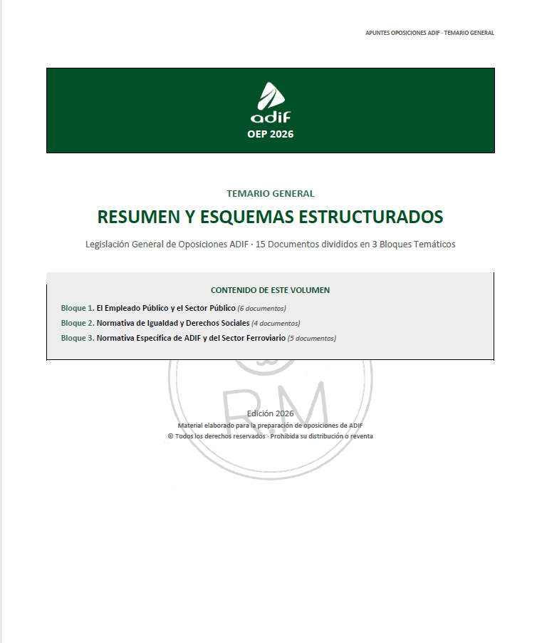 TEMARIO GENERAL · Oposiciones ADIF — Resumen y Esquemas 2026 - OpoMarket