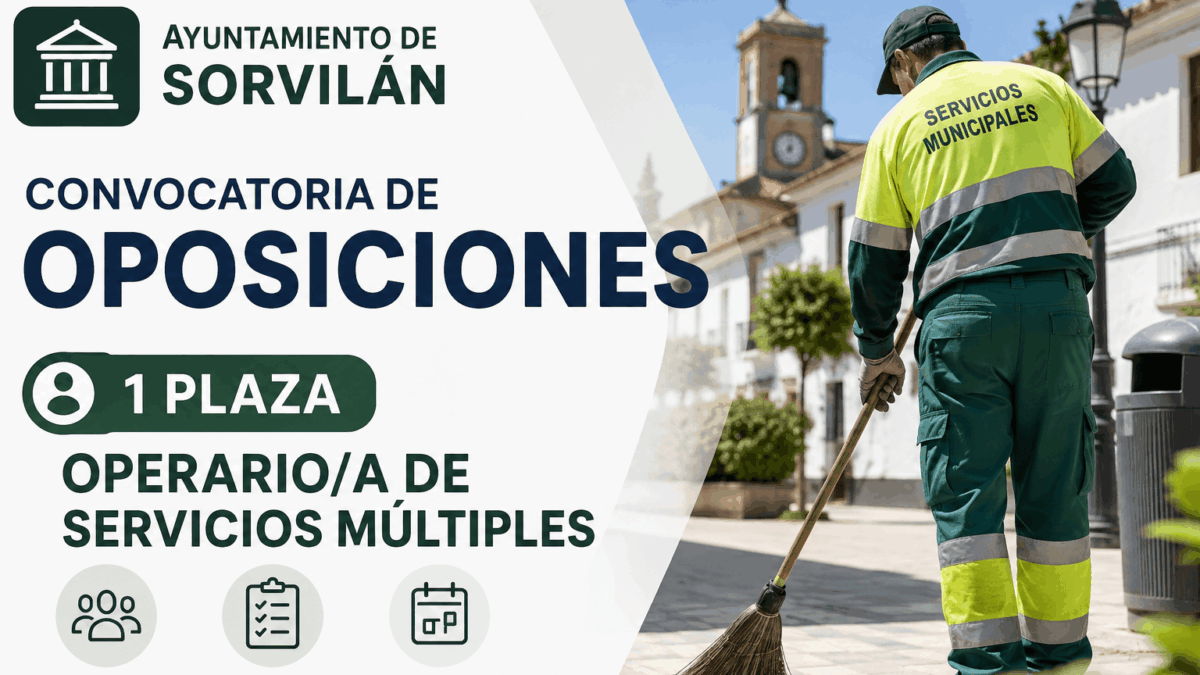 Convocatoria de oposiciones para 1 plaza de Operario/a de Servicios Múltiples en el Ayuntamiento de Sorvilán