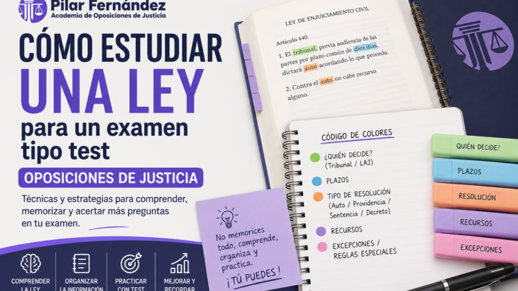 Cómo estudiar una ley para un examen tipo test de las oposiciones de Justicia